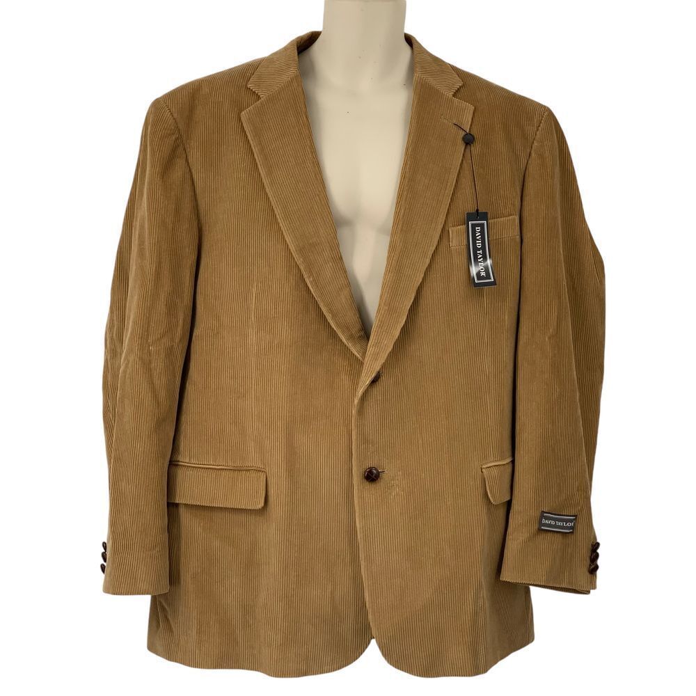 NWT David Taylor Men's Corduroy Blazer Sport Coat Two Button Casual Size 46L